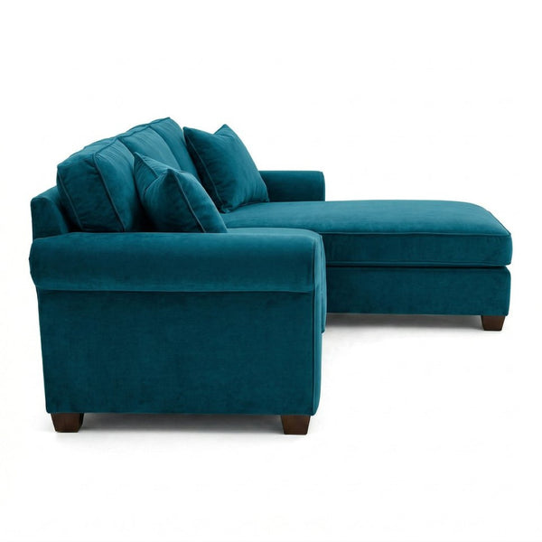 English Elm Talmadge L-shaped Chenille Sectional Handcrafted Usa Chaise Lounge Contemporary Living Room Antique Peacock (Peacock Blue) B2761P499207