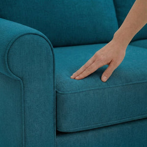 English Elm Talmadge L-shaped Chenille Sectional Handcrafted Usa Chaise Lounge Contemporary Living Room Antique Peacock (Peacock Blue) B2761P499207