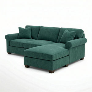 English Elm Talmadge L-shaped Chenille Sectional Handcrafted Usa Chaise Lounge Contemporary Living Room Antique Kelly Green (Forest Green) B2761P499208
