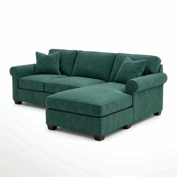 English Elm Talmadge L-shaped Chenille Sectional Handcrafted Usa Chaise Lounge Contemporary Living Room Antique Kelly Green (Forest Green) B2761P499208