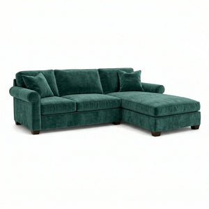 English Elm Talmadge L-shaped Chenille Sectional Handcrafted Usa Chaise Lounge Contemporary Living Room Antique Kelly Green (Forest Green) B2761P499208