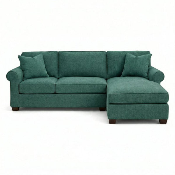 English Elm Talmadge L-shaped Chenille Sectional Handcrafted Usa Chaise Lounge Contemporary Living Room Antique Kelly Green (Forest Green) B2761P499208