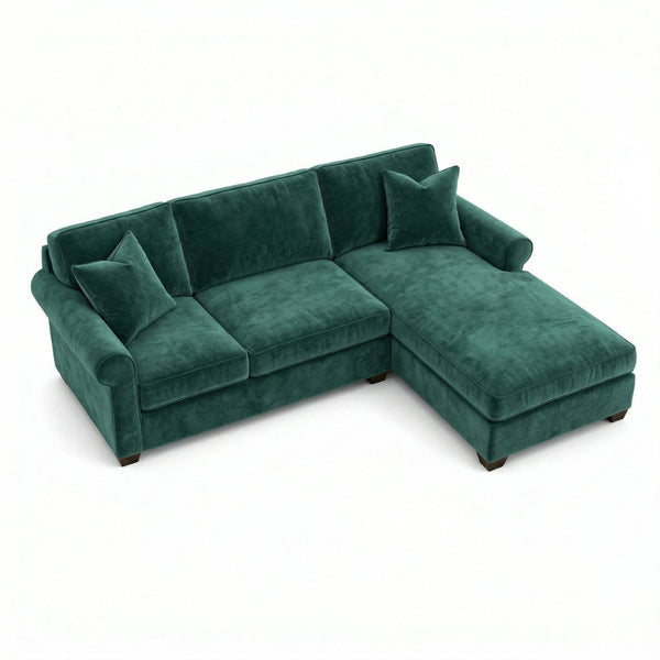 English Elm Talmadge L-shaped Chenille Sectional Handcrafted Usa Chaise Lounge Contemporary Living Room Antique Kelly Green (Forest Green) B2761P499208