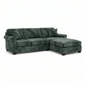 English Elm Talmadge L-shaped Chenille Sectional Handcrafted Usa Chaise Lounge Contemporary Living Room Antique Charcoal (Green) B2761P499209