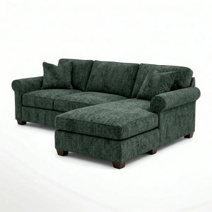 English Elm Talmadge L-shaped Chenille Sectional Handcrafted Usa Chaise Lounge Contemporary Living Room Antique Charcoal (Green) B2761P499209