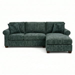 English Elm Talmadge L-shaped Chenille Sectional Handcrafted Usa Chaise Lounge Contemporary Living Room Antique Charcoal (Green) B2761P499209