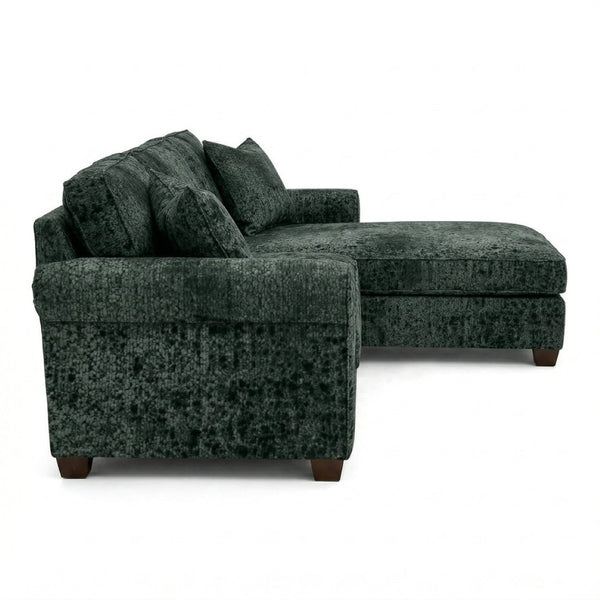 English Elm Talmadge L-shaped Chenille Sectional Handcrafted Usa Chaise Lounge Contemporary Living Room Antique Charcoal (Green) B2761P499209