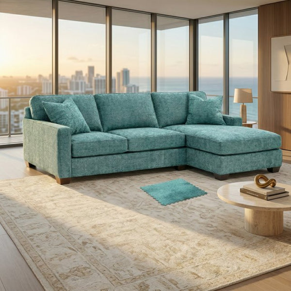 English Elm Clifford L-Shaped Sectional Emerald Polyester Upholstered Living Room Sofa USA Made Hepburn Emerald B2761P499210