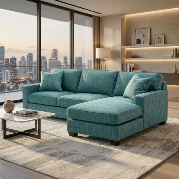 English Elm Clifford L-Shaped Sectional Emerald Polyester Upholstered Living Room Sofa USA Made Hepburn Emerald B2761P499210