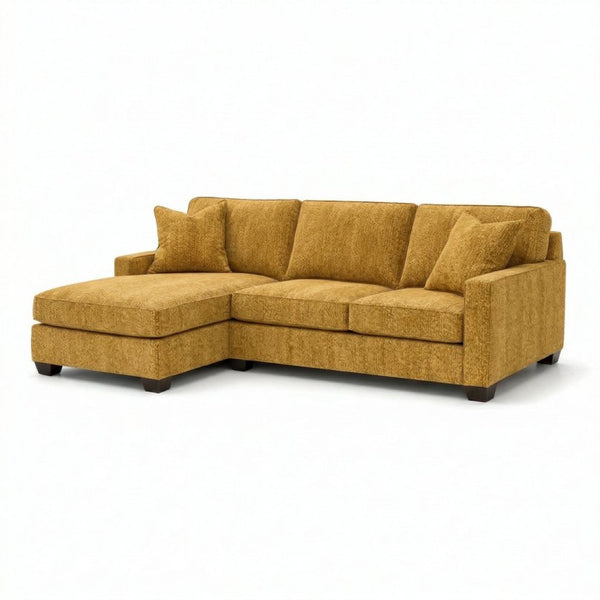 English Elm Clifford L-Shaped Sectional Emerald Polyester Upholstered Living Room Sofa USA Made Hepburn Chai Tea B2761P499211