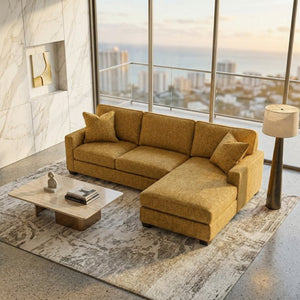 English Elm Clifford L-Shaped Sectional Emerald Polyester Upholstered Living Room Sofa USA Made Hepburn Chai Tea B2761P499211