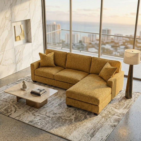 English Elm Clifford L-Shaped Sectional Emerald Polyester Upholstered Living Room Sofa USA Made Hepburn Chai Tea B2761P499211