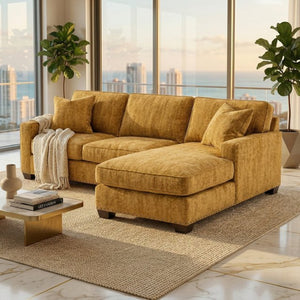 English Elm Clifford L-Shaped Sectional Emerald Polyester Upholstered Living Room Sofa USA Made Hepburn Chai Tea B2761P499211