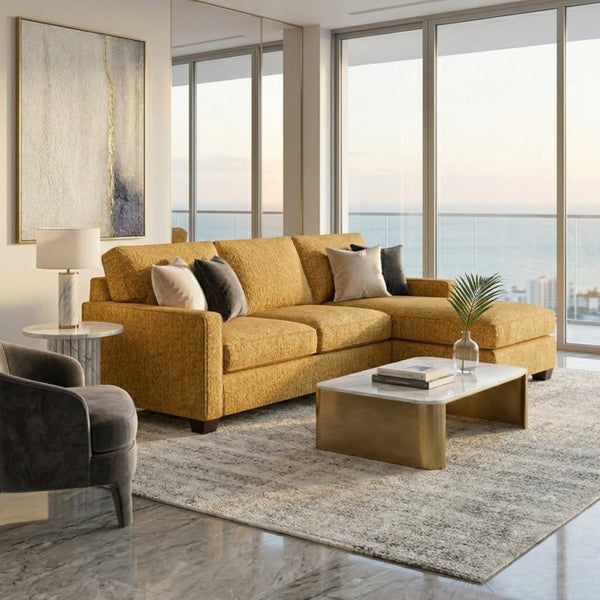 English Elm Clifford L-Shaped Sectional Emerald Polyester Upholstered Living Room Sofa USA Made Hepburn Chai Tea B2761P499211