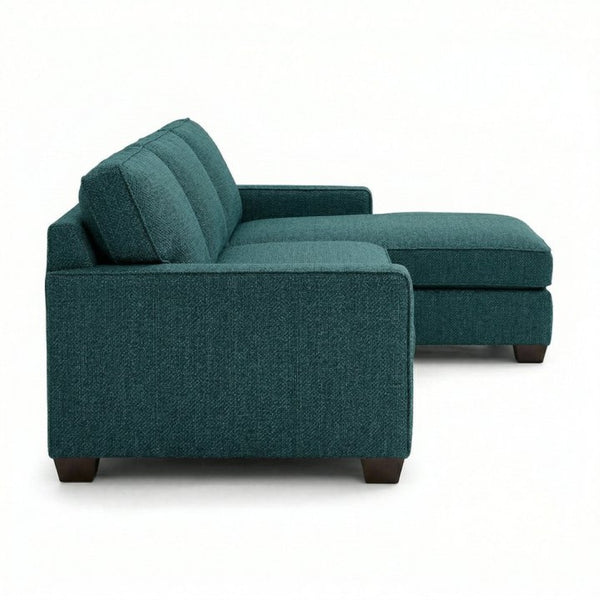English Elm Clifford L-Shaped Sectional Emerald Polyester Upholstered Living Room Sofa USA Made Hepburn Teal B2761P499212