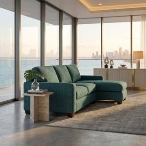 English Elm Clifford L-Shaped Sectional Emerald Polyester Upholstered Living Room Sofa USA Made Hepburn Teal B2761P499212
