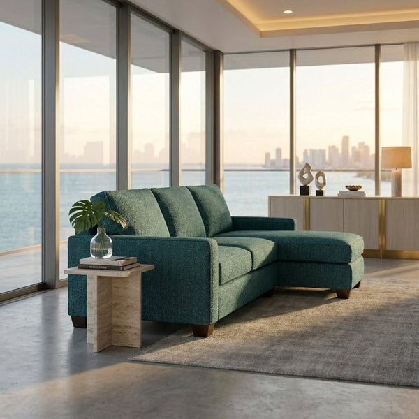 English Elm Clifford L-Shaped Sectional Emerald Polyester Upholstered Living Room Sofa USA Made Hepburn Teal B2761P499212