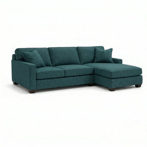 English Elm Clifford L-Shaped Sectional Emerald Polyester Upholstered Living Room Sofa USA Made Hepburn Teal B2761P499212