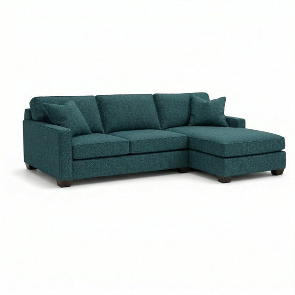 English Elm Clifford L-Shaped Sectional Emerald Polyester Upholstered Living Room Sofa USA Made Hepburn Teal B2761P499212