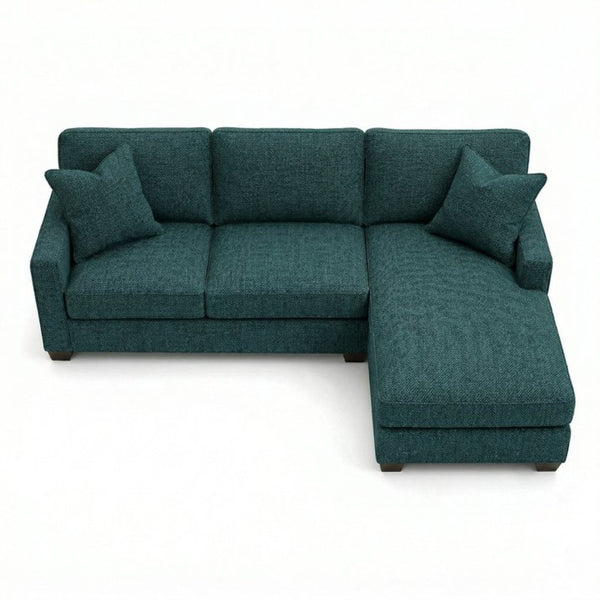 English Elm Clifford L-Shaped Sectional Emerald Polyester Upholstered Living Room Sofa USA Made Hepburn Teal B2761P499212
