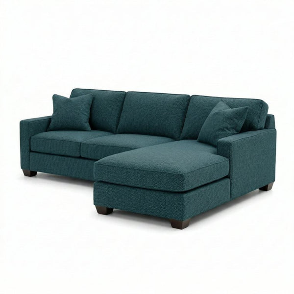 English Elm Clifford L-Shaped Sectional Emerald Polyester Upholstered Living Room Sofa USA Made Hepburn Teal B2761P499212