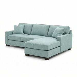 English Elm Clifford L-Shaped Sectional Emerald Polyester Upholstered Living Room Sofa USA Made Leslie Robins Egg B2761P499213