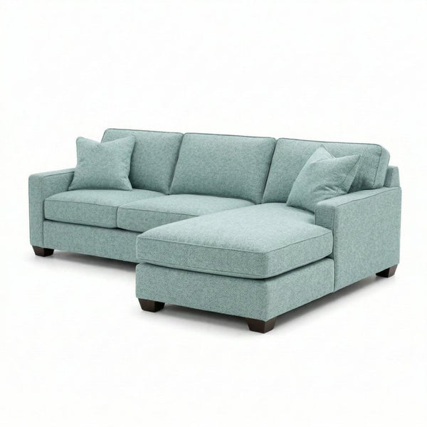 English Elm Clifford L-Shaped Sectional Emerald Polyester Upholstered Living Room Sofa USA Made Leslie Robins Egg B2761P499213