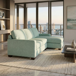 English Elm Clifford L-Shaped Sectional Emerald Polyester Upholstered Living Room Sofa USA Made Leslie Robins Egg B2761P499213