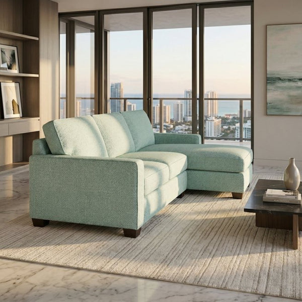 English Elm Clifford L-Shaped Sectional Emerald Polyester Upholstered Living Room Sofa USA Made Leslie Robins Egg B2761P499213