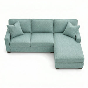 English Elm Clifford L-Shaped Sectional Emerald Polyester Upholstered Living Room Sofa USA Made Leslie Robins Egg B2761P499213
