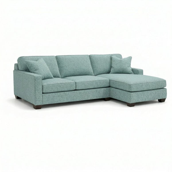 English Elm Clifford L-Shaped Sectional Emerald Polyester Upholstered Living Room Sofa USA Made Leslie Robins Egg B2761P499213