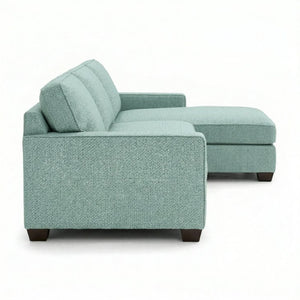 English Elm Clifford L-Shaped Sectional Emerald Polyester Upholstered Living Room Sofa USA Made Leslie Robins Egg B2761P499213