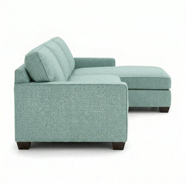 English Elm Clifford L-Shaped Sectional Emerald Polyester Upholstered Living Room Sofa USA Made Leslie Robins Egg B2761P499213