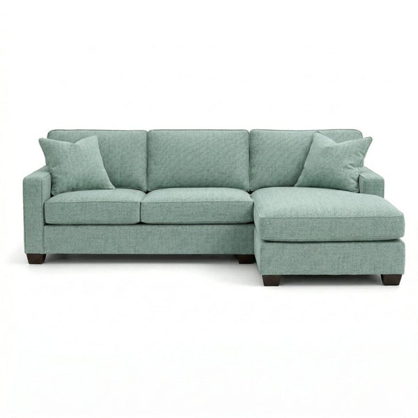 English Elm Clifford L-Shaped Sectional Emerald Polyester Upholstered Living Room Sofa USA Made Leslie Robins Egg B2761P499213
