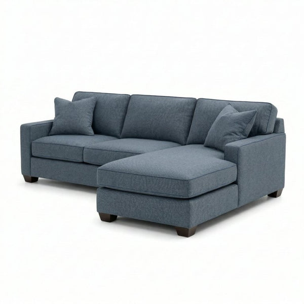 English Elm Clifford L-Shaped Sectional Emerald Polyester Upholstered Living Room Sofa USA Made Leslie Peacock Slate Blue B2761P499214