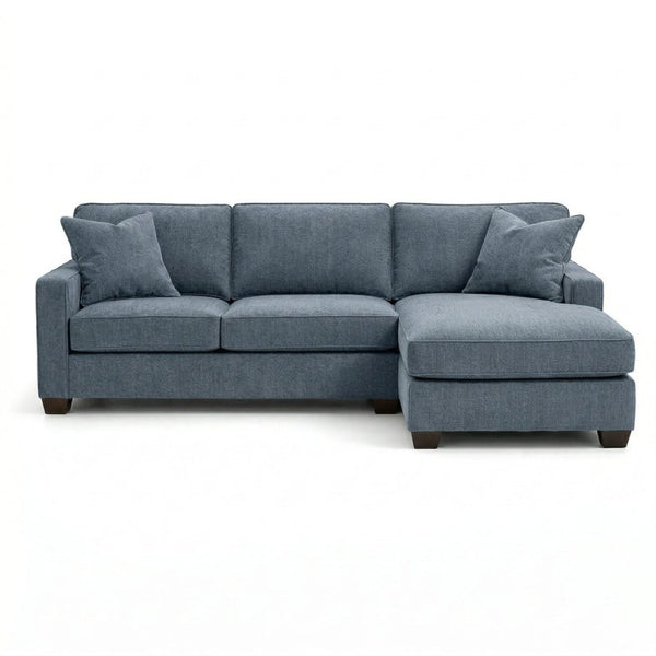 English Elm Clifford L-Shaped Sectional Emerald Polyester Upholstered Living Room Sofa USA Made Leslie Peacock Slate Blue B2761P499214