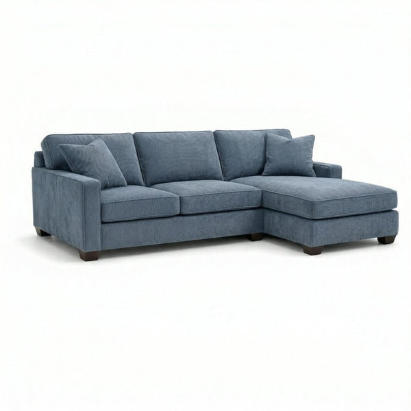 English Elm Clifford L-Shaped Sectional Emerald Polyester Upholstered Living Room Sofa USA Made Leslie Peacock Slate Blue B2761P499214
