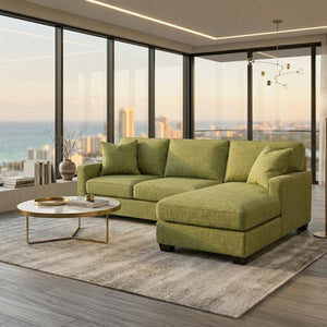 English Elm Clifford L-Shaped Sectional Emerald Polyester Upholstered Living Room Sofa USA Made Green Notion Appletini B2761P499215