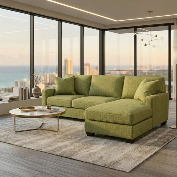 English Elm Clifford L-Shaped Sectional Emerald Polyester Upholstered Living Room Sofa USA Made Green Notion Appletini B2761P499215