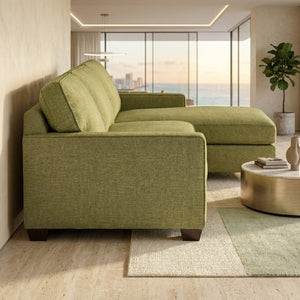 English Elm Clifford L-Shaped Sectional Emerald Polyester Upholstered Living Room Sofa USA Made Green Notion Appletini B2761P499215
