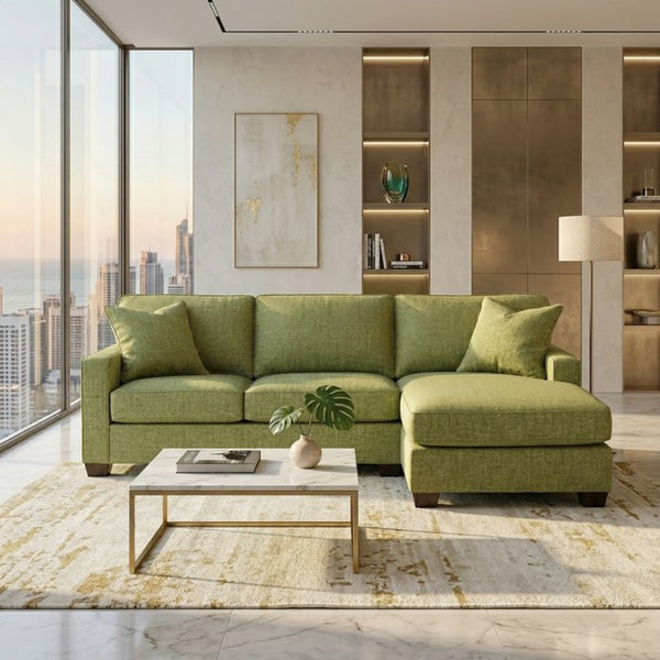 English Elm Clifford L-Shaped Sectional Emerald Polyester Upholstered Living Room Sofa USA Made Green Notion Appletini B2761P499215