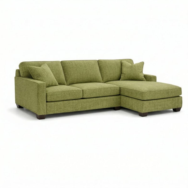 English Elm Clifford L-Shaped Sectional Emerald Polyester Upholstered Living Room Sofa USA Made Green Notion Appletini B2761P499215
