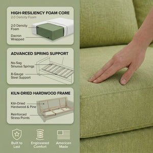 English Elm Clifford L-Shaped Sectional Emerald Polyester Upholstered Living Room Sofa USA Made Green Notion Appletini B2761P499215