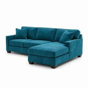 English Elm Talmadge L-shaped Chenille Sectional Handcrafted Usa Chaise Lounge Contemporary Living Room Peacock Blue B2761P499216