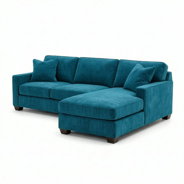 English Elm Talmadge L-shaped Chenille Sectional Handcrafted Usa Chaise Lounge Contemporary Living Room Peacock Blue B2761P499216
