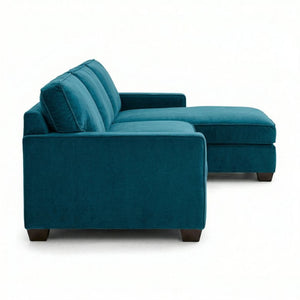 English Elm Talmadge L-shaped Chenille Sectional Handcrafted Usa Chaise Lounge Contemporary Living Room Peacock Blue B2761P499216