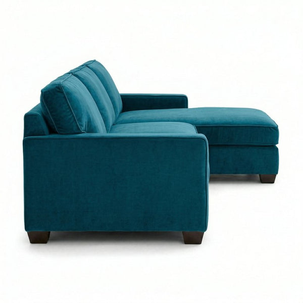 English Elm Talmadge L-shaped Chenille Sectional Handcrafted Usa Chaise Lounge Contemporary Living Room Peacock Blue B2761P499216