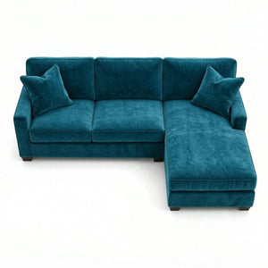 English Elm Talmadge L-shaped Chenille Sectional Handcrafted Usa Chaise Lounge Contemporary Living Room Peacock Blue B2761P499216