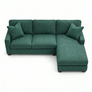 English Elm Talmadge L-shaped Chenille Sectional Handcrafted Usa Chaise Lounge Contemporary Living Room Forest Green B2761P499217