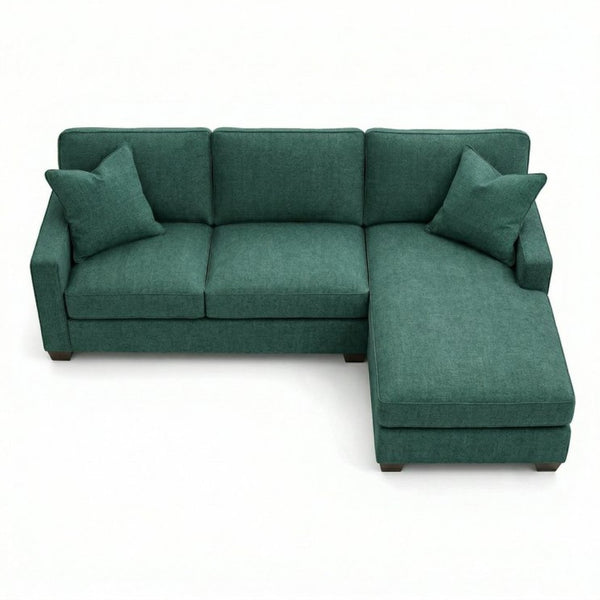 English Elm Talmadge L-shaped Chenille Sectional Handcrafted Usa Chaise Lounge Contemporary Living Room Forest Green B2761P499217